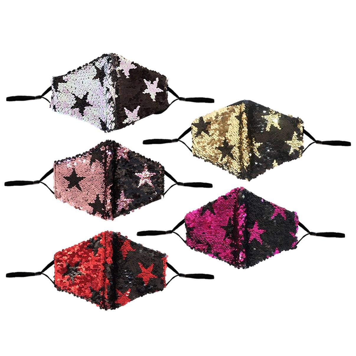 5-Pack: Star Struck Cotton Reversible Sequin Fashion Face Masks With Adjustable Ear Loops Face Masks & PPE - DailySale