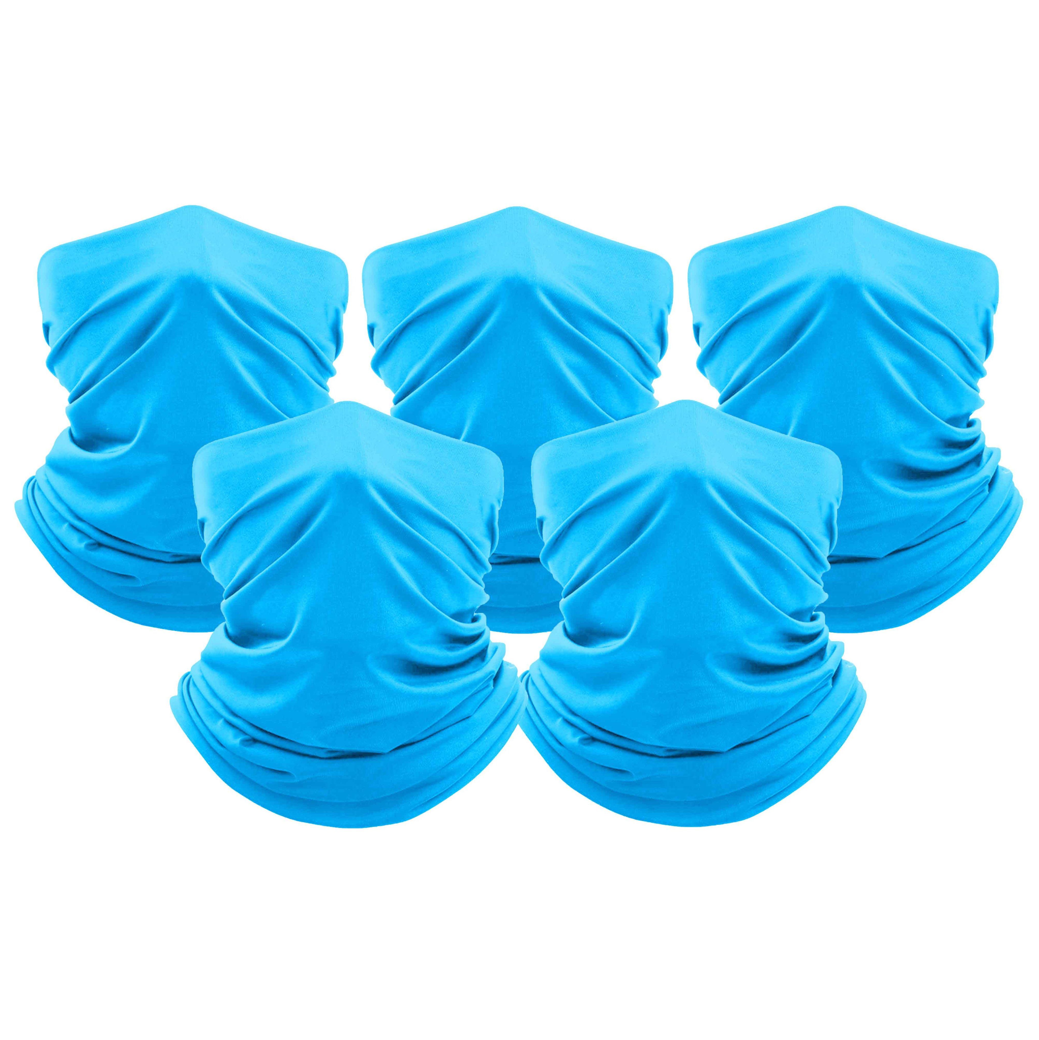 5-Pack: Unisex Moisture Wicking Gaiter Face Neck Scarf Bandanna Face Masks & PPE Aqua - DailySale