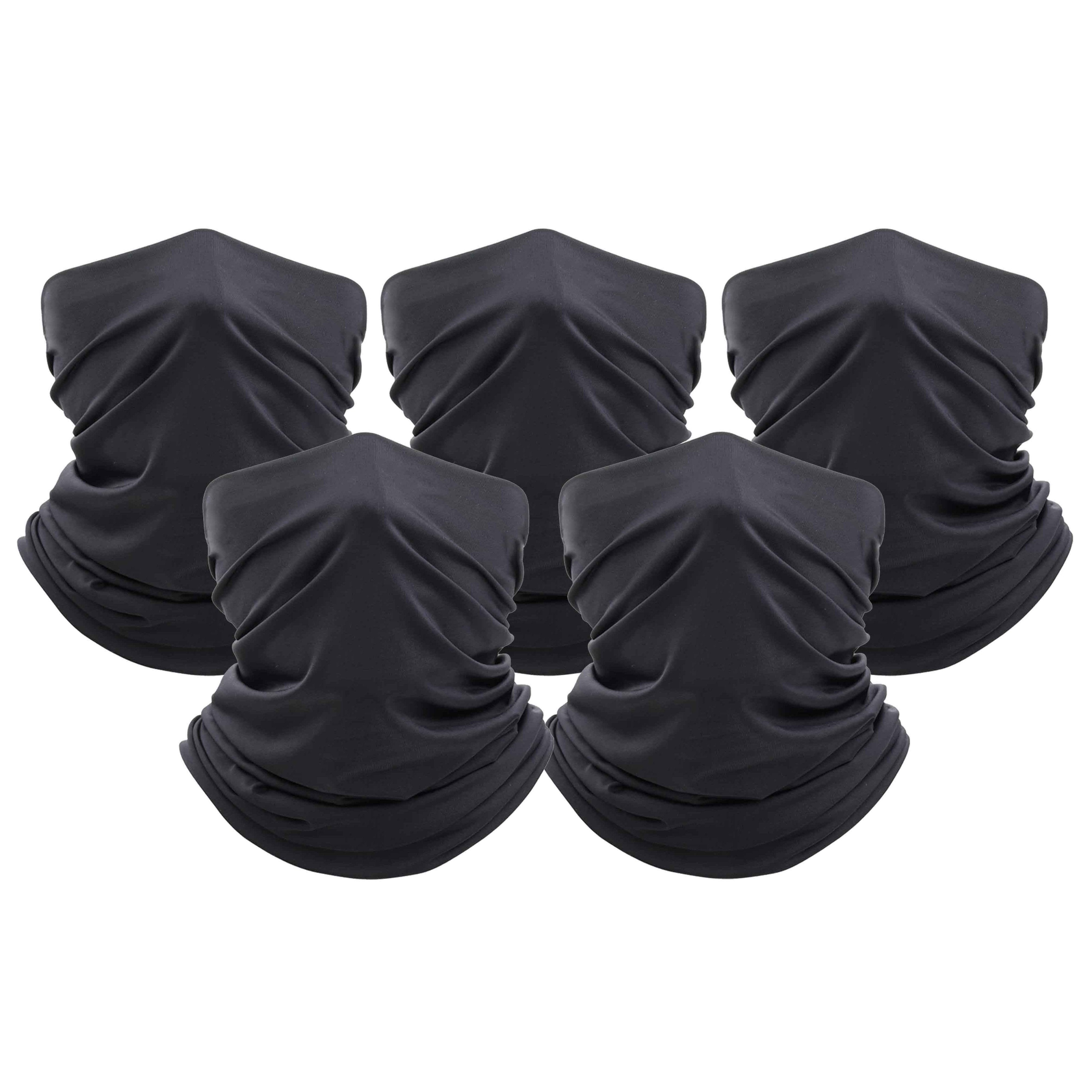 5-Pack: Unisex Moisture Wicking Gaiter Face Neck Scarf Bandanna Face Masks & PPE Black - DailySale