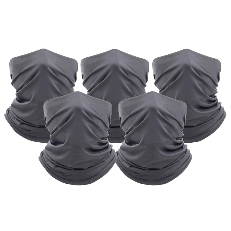 5-Pack: Unisex Moisture Wicking Gaiter Face Neck Scarf Bandanna Face Masks & PPE Charcoal - DailySale