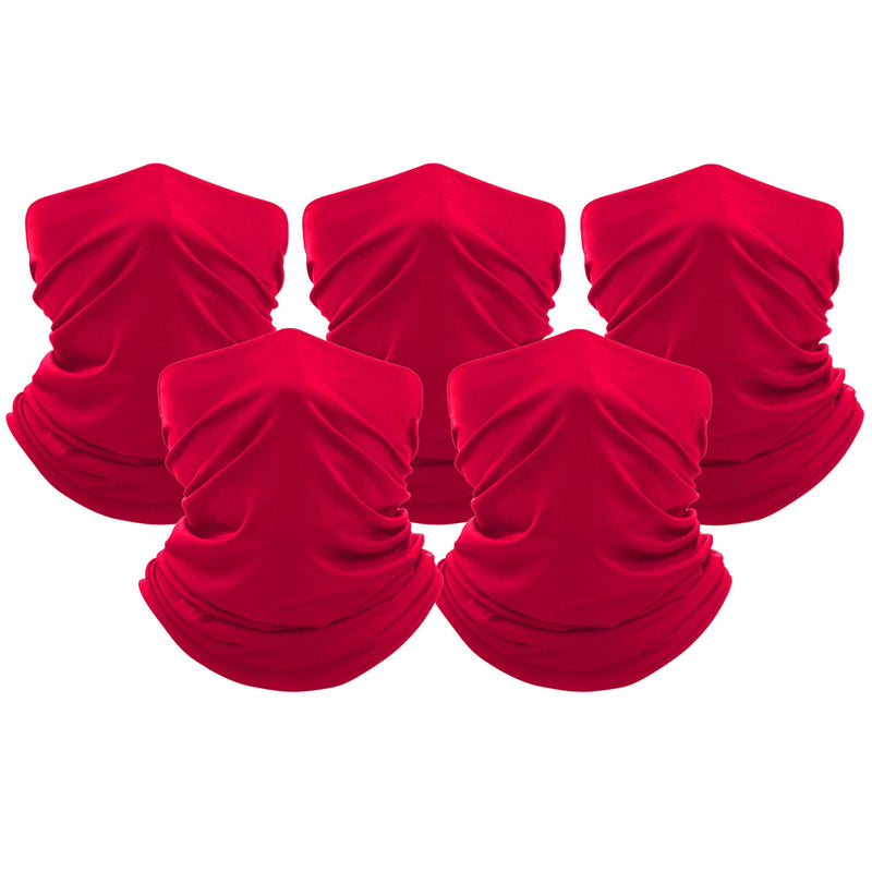 5-Pack: Unisex Moisture Wicking Gaiter Face Neck Scarf Bandanna Face Masks & PPE Red - DailySale