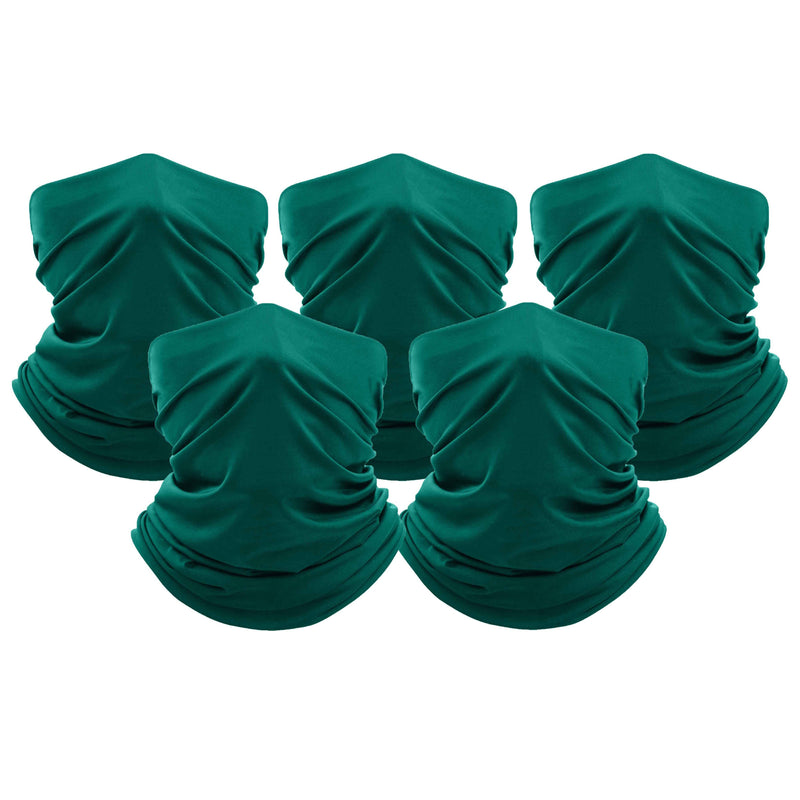 5-Pack: Unisex Moisture Wicking Gaiter Face Neck Scarf Bandanna Face Masks & PPE Teal - DailySale