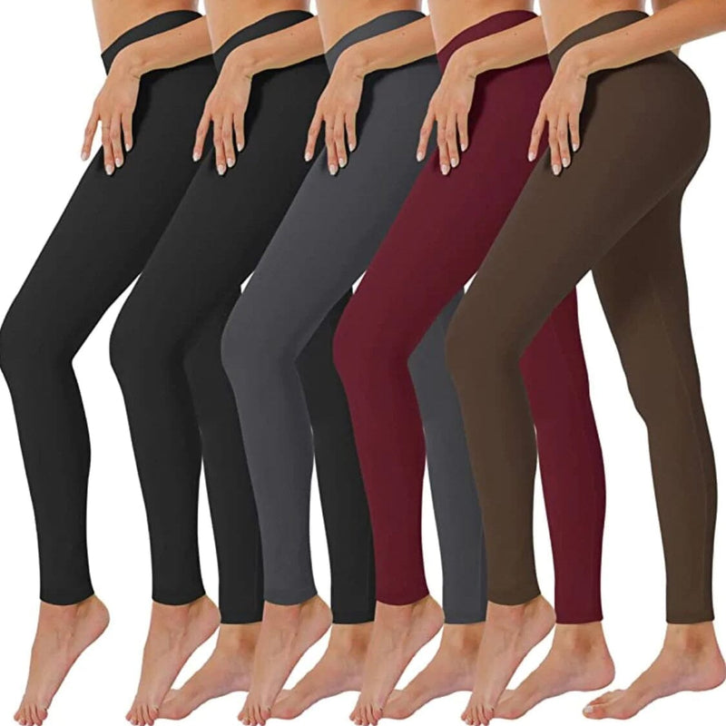 5-Pack: Women’s Fleece Lined High Waist Leggings Women's Bottoms Assorted - DailySale