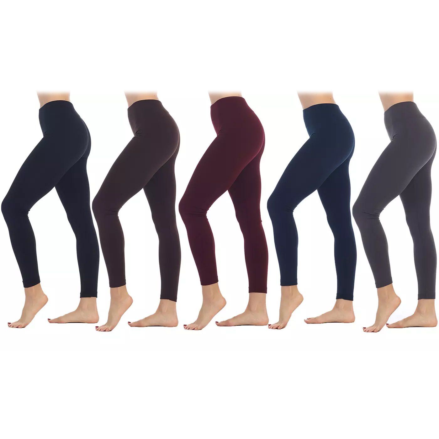 5-Pack: Women's Premium Fleece-Lined Leggings Women's Clothing Regular - DailySale