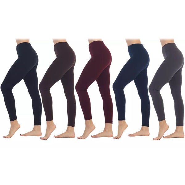 Premium Women's Fleece Lined Leggings - High Waist Leggings Pack