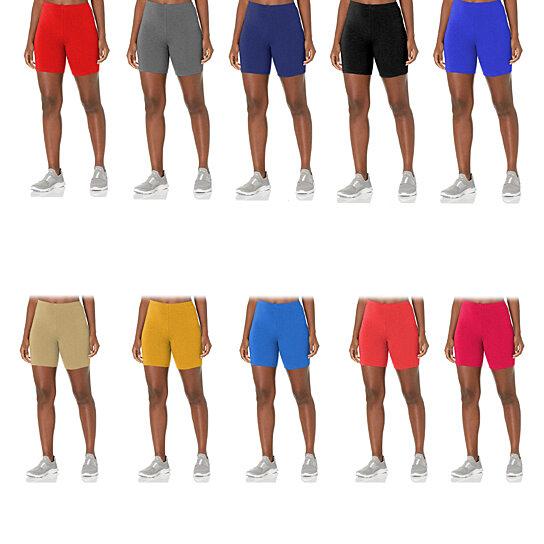 5-Pack: Women's Solid Slim Fit Comfy Stretchy Elastic Waistband Biker Shorts Women's Clothing Assorted Colors Standard Size (S-L) - DailySale