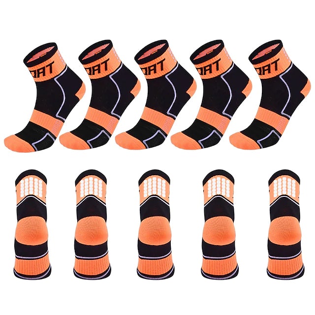 5-Pairs: Breathable Compression Socks Sports & Outdoors Orange - DailySale