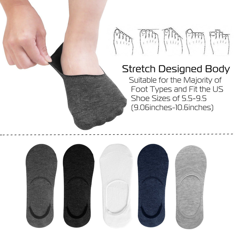 5-Pairs: Breathable No Show Boat Socks Non-Slip Women's Accessories - DailySale
