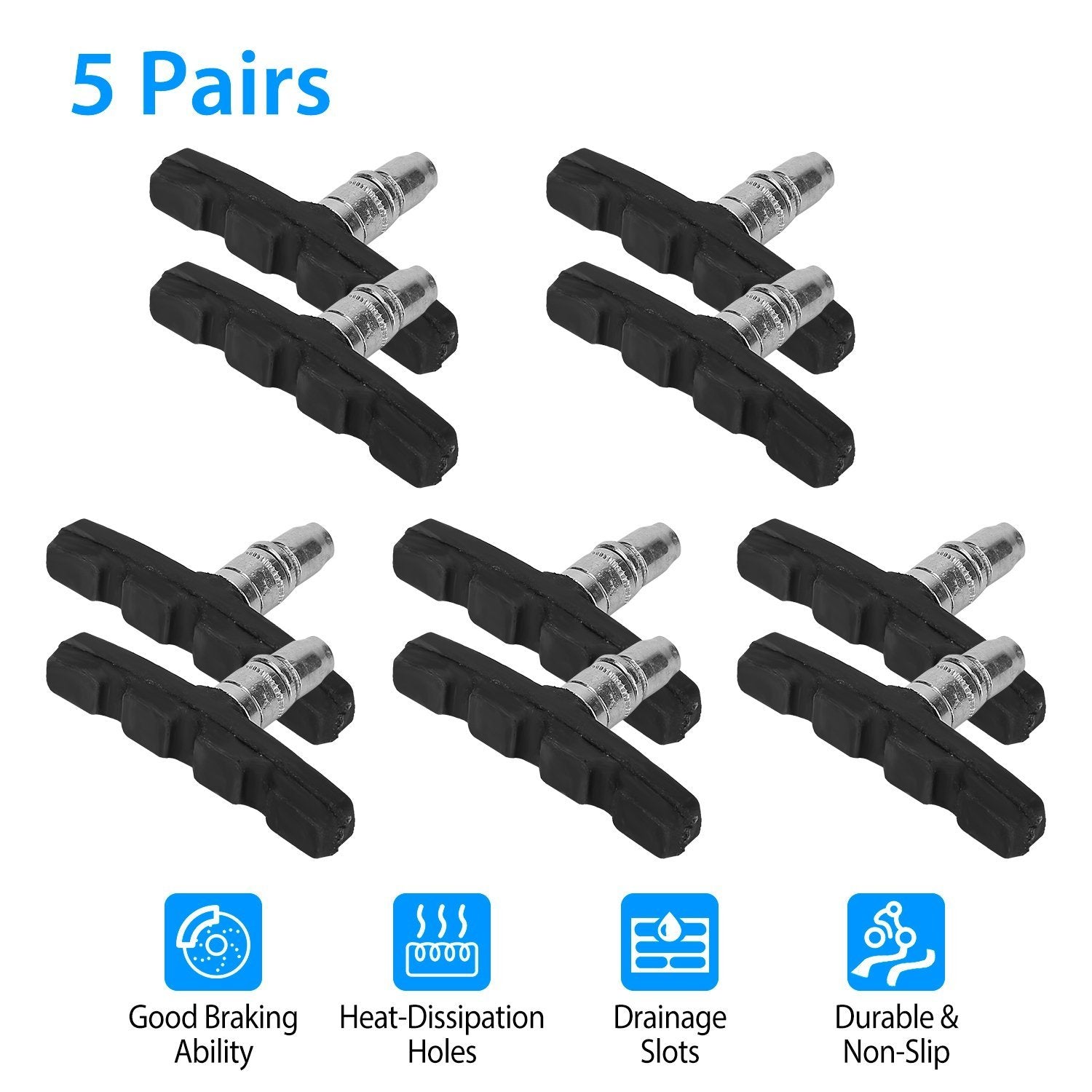 5-Pairs: V Bike Brake Pads Sports & Outdoors - DailySale