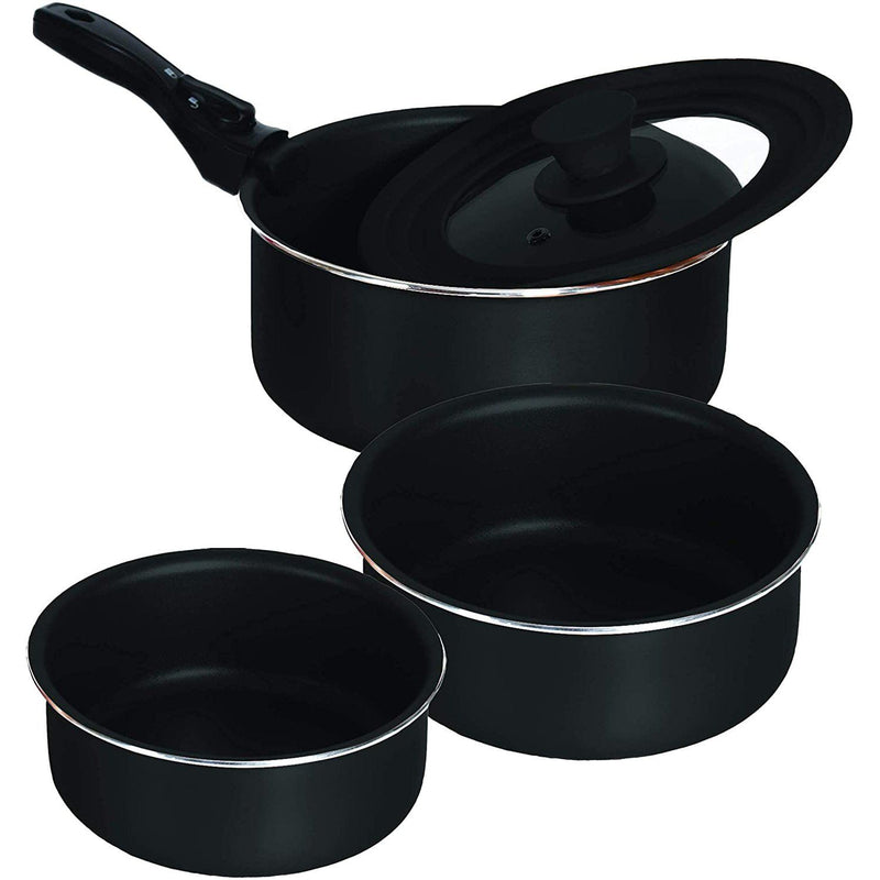 5-Piece: Chef's Star Nonstick Cooking Pot Set Kitchen & Dining Black - DailySale