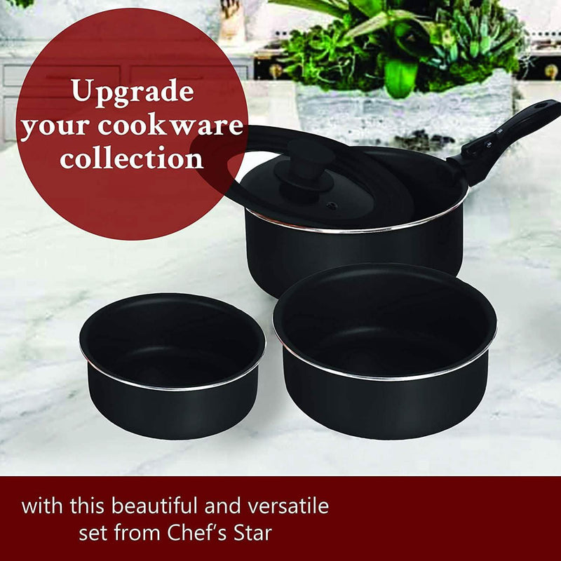 5-Piece: Chef's Star Nonstick Cooking Pot Set Kitchen & Dining - DailySale