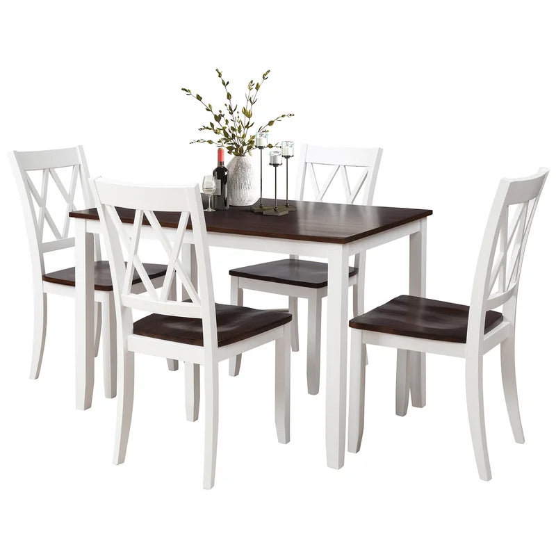 5-Piece: Dining Table Set Furniture & Decor White - DailySale