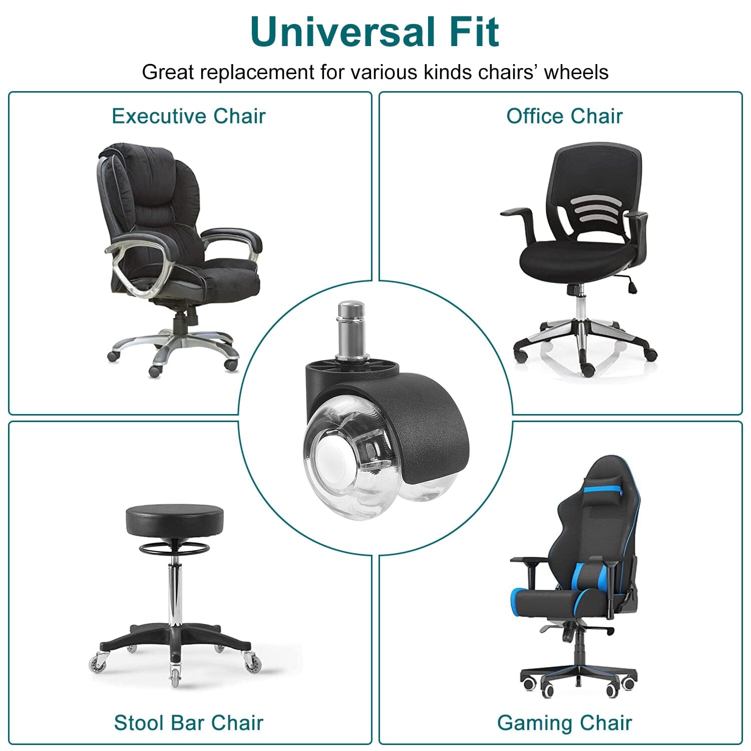 5-Piece: Office Chair Wheels Replacement Everything Else - DailySale