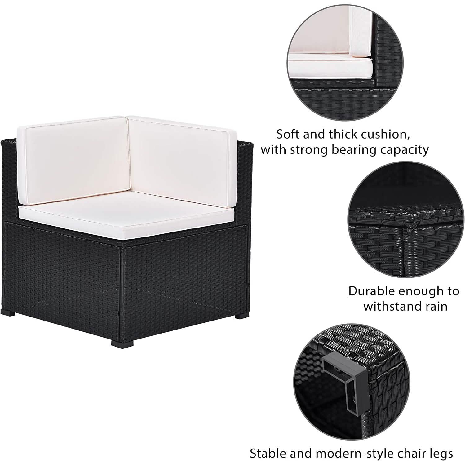 5-Piece: Patio Rattan PE Wicker Furniture Corner Sofa Set Furniture & Decor - DailySale