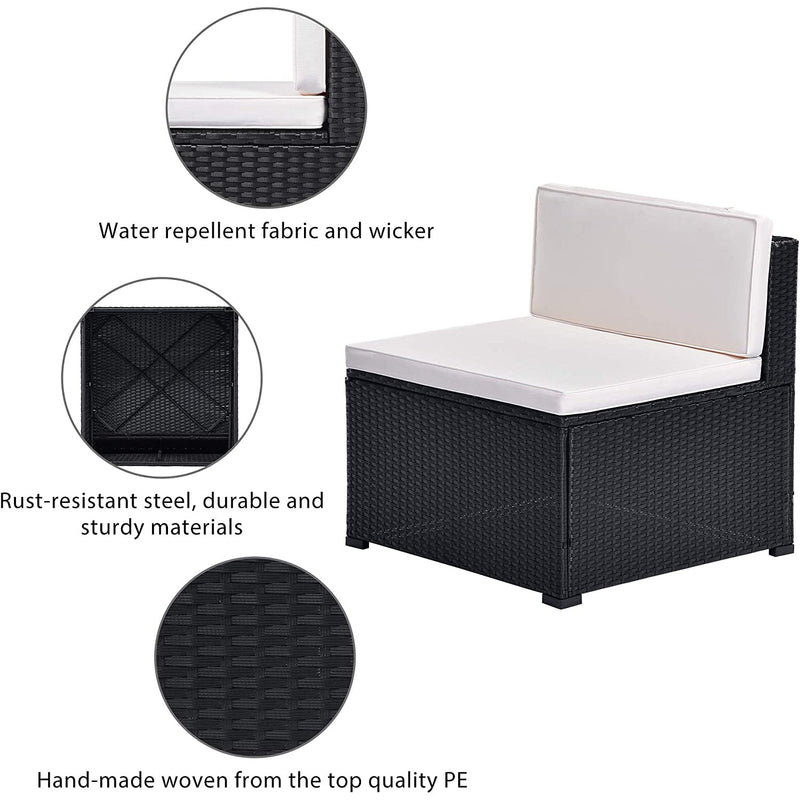 5-Piece: Patio Rattan PE Wicker Furniture Corner Sofa Set Furniture & Decor - DailySale