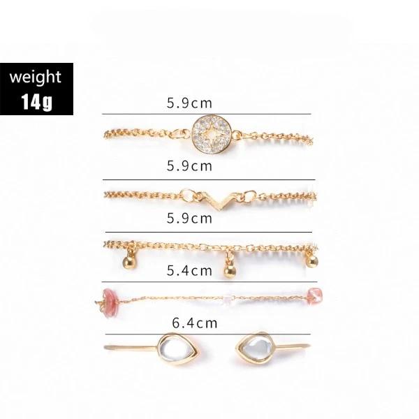 5-Piece: Pink Crystal Celestial Bracelet Set Bracelets - DailySale