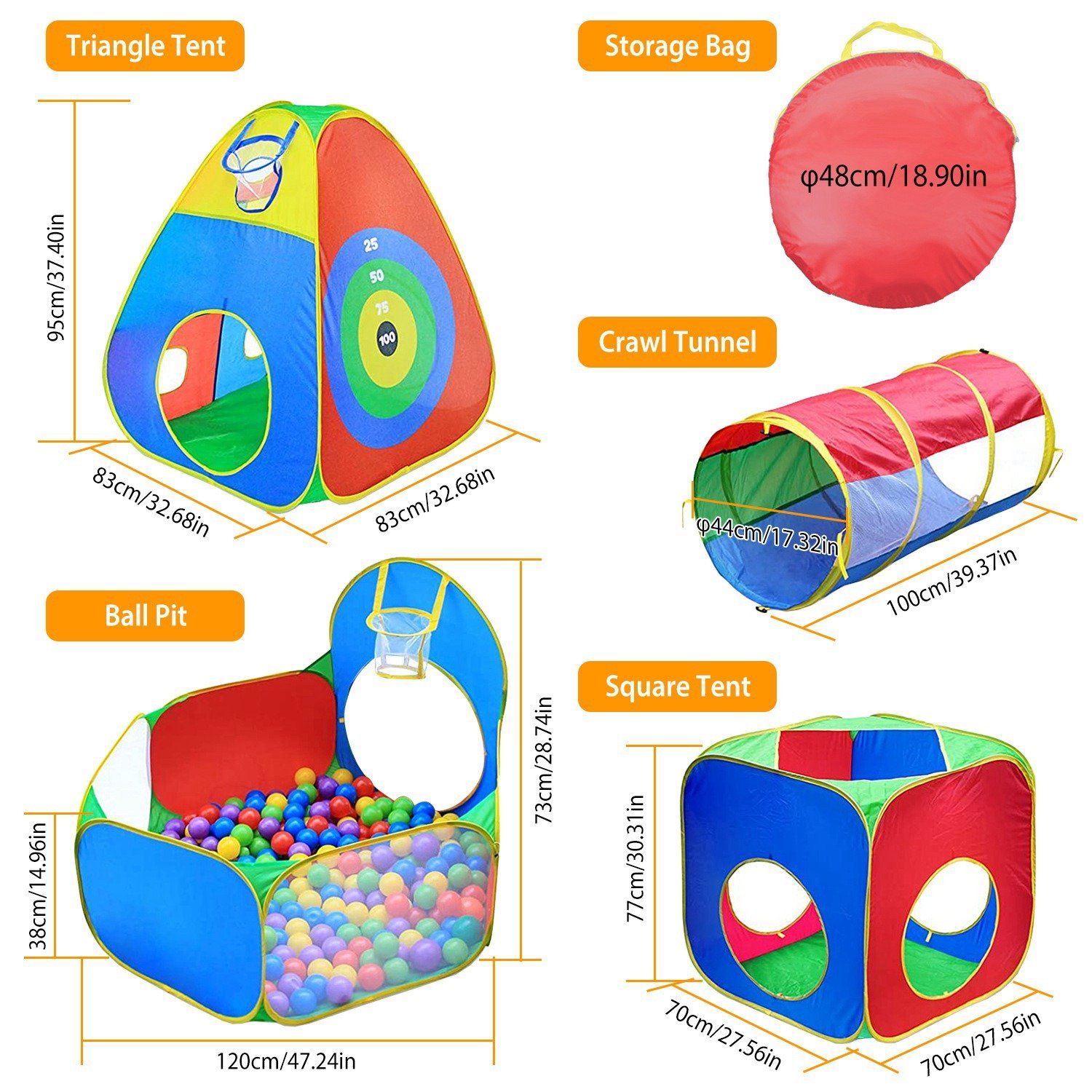 5-Piece: Pop Up Playhouse Kids Ball Pit Tents Toys & Games - DailySale