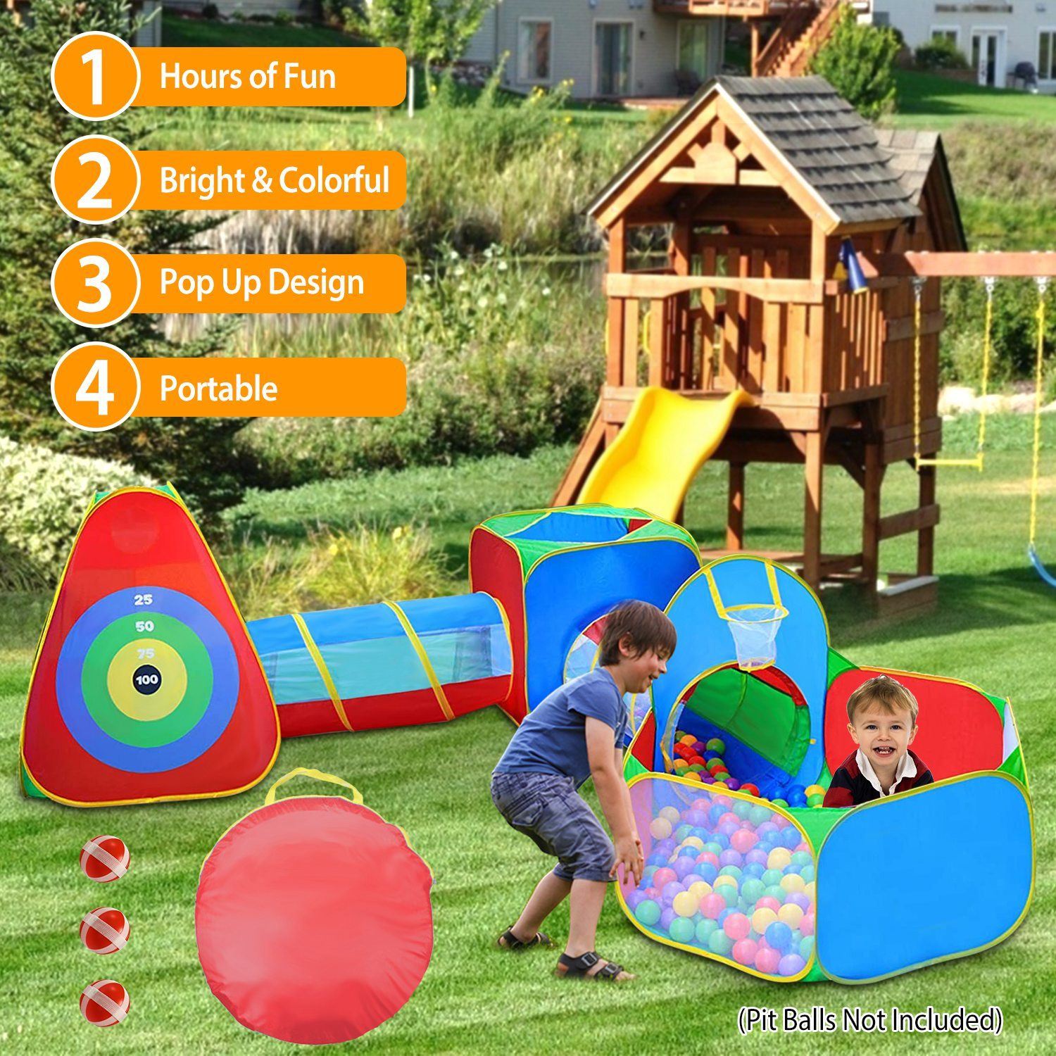 5-Piece: Pop Up Playhouse Kids Ball Pit Tents Toys & Games - DailySale