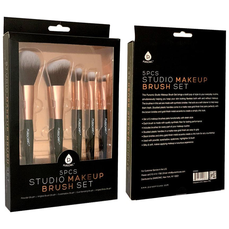 5-Piece: Pursonic Studio Makeup Brush Set Beauty & Personal Care - DailySale