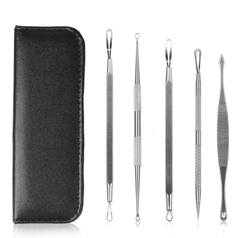5-Piece Set: Blackhead Remover Kit Stainless Steel Popping Zit Remover Beauty & Personal Care Black - DailySale