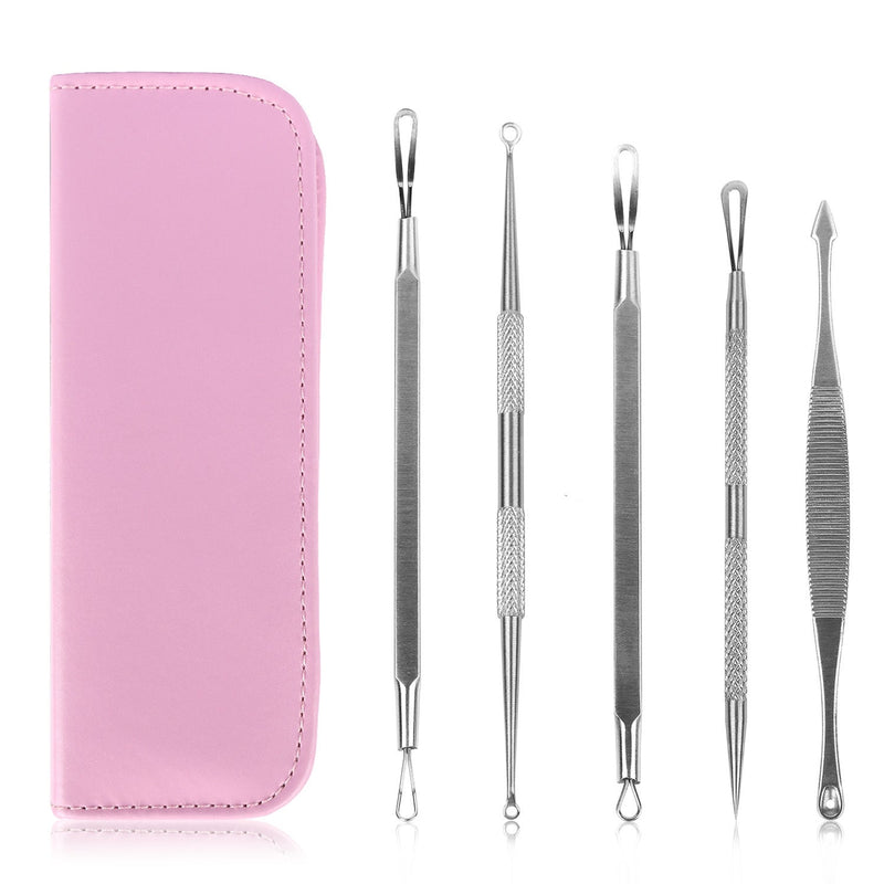 5-Piece Set: Blackhead Remover Kit Stainless Steel Popping Zit Remover Beauty & Personal Care Pink - DailySale