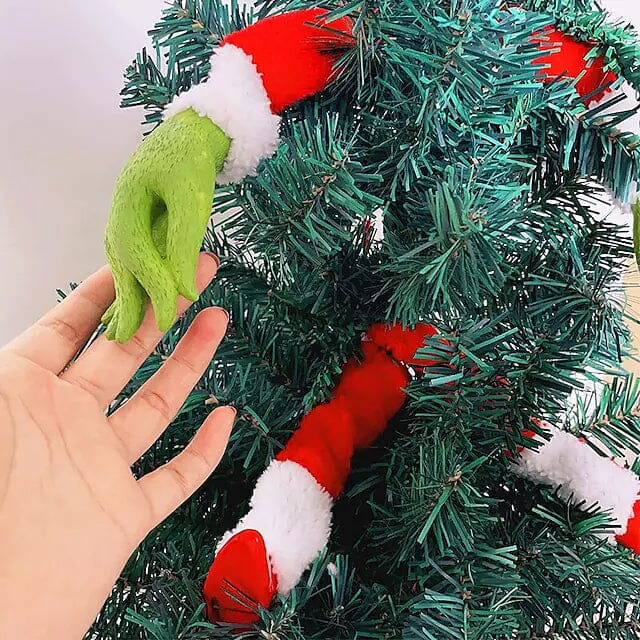 Christmas Tree Ornaments Fluffy Cute Green Grinch Elf Arm Ornament