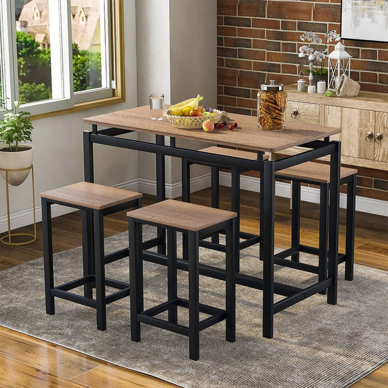5-Piece Set: Kitchen Table and Chairs Set Furniture & Decor Dark Brown - DailySale