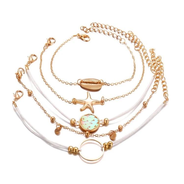 5-Piece Set: Oceanic Inspired Seashell Bracelet Set Bracelets - DailySale