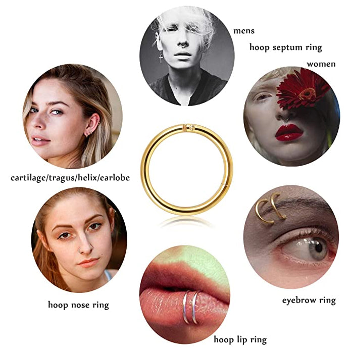 5-Piece: Stainless Steel Septum Piercing Nose Hoop Ring Earrings - DailySale