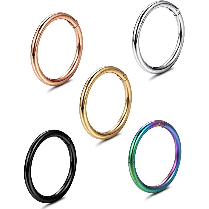 5-Piece: Stainless Steel Septum Piercing Nose Hoop Ring Earrings - DailySale