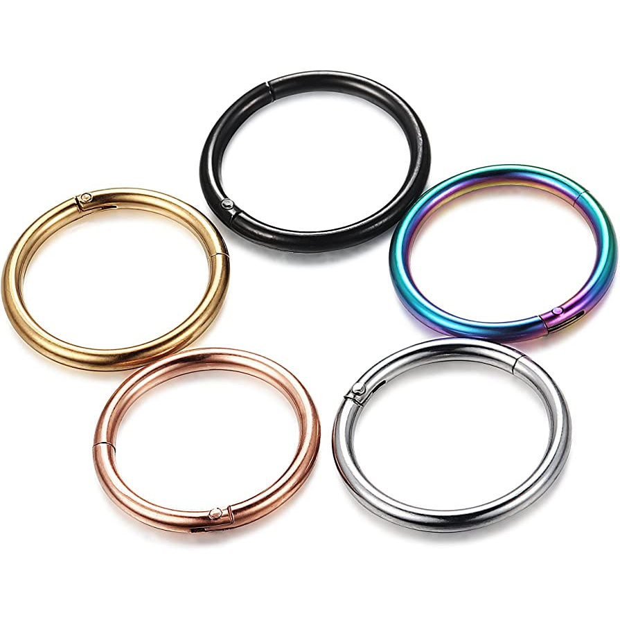 5-Piece: Stainless Steel Septum Piercing Nose Hoop Ring Earrings - DailySale