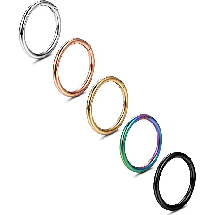 5-Piece: Stainless Steel Septum Piercing Nose Hoop Ring Earrings - DailySale