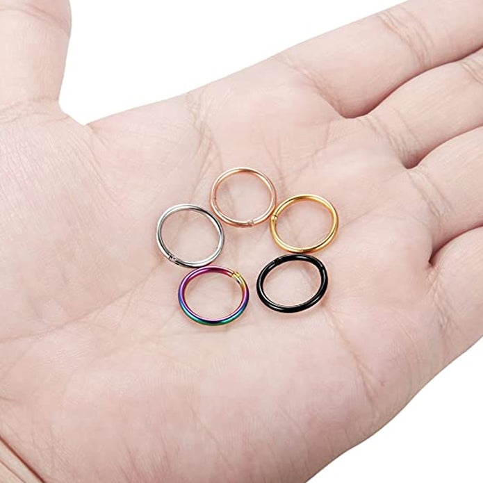 5-Piece: Stainless Steel Septum Piercing Nose Hoop Ring Earrings - DailySale