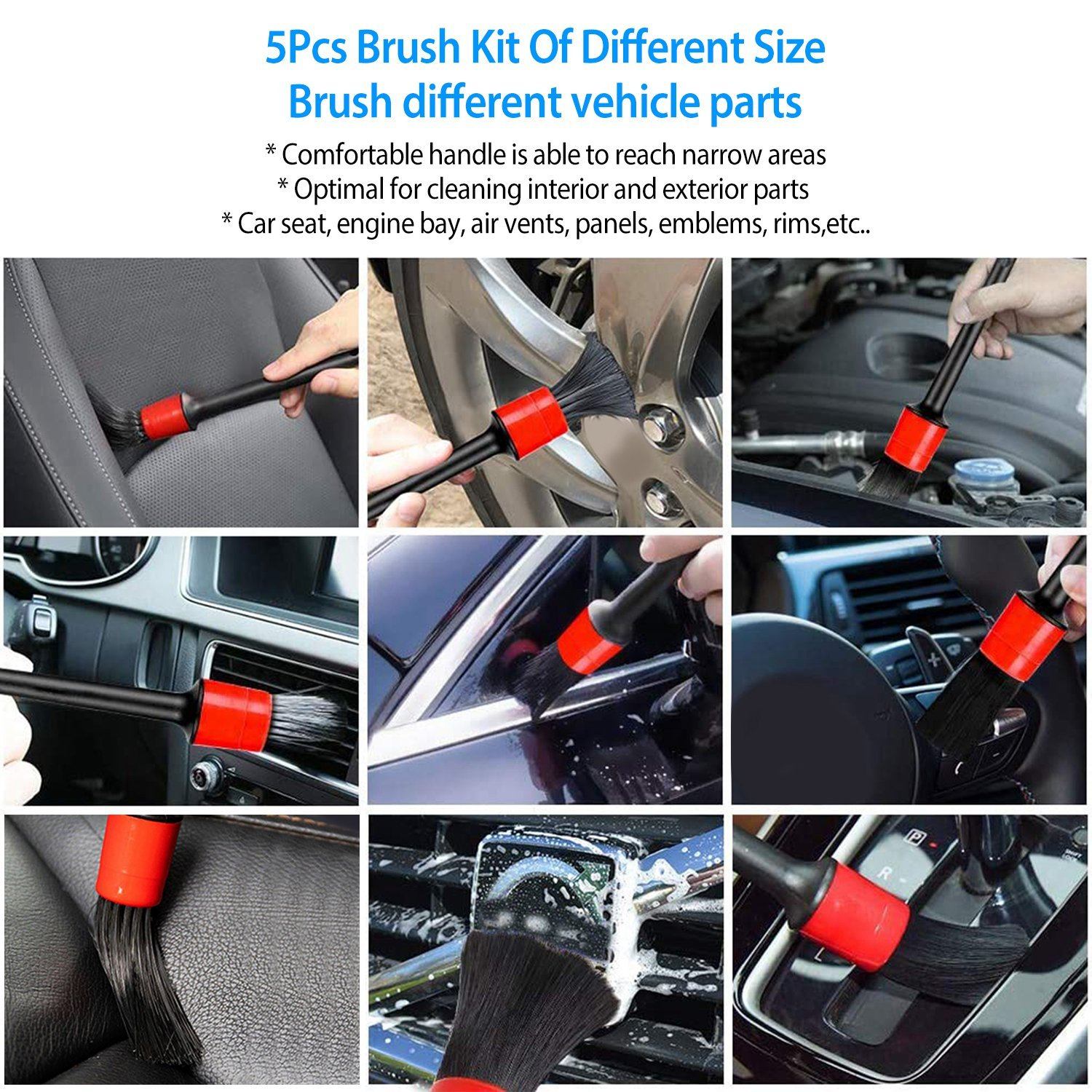 5-Pieces: Car Detailing Brush Set Automotive - DailySale