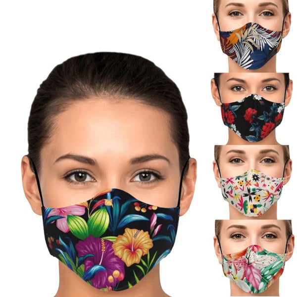 5-Pieces: Fashion Cotton Face Mask Floral Print Half Face Mouth Muffle Masks Health Face Masks & PPE - DailySale