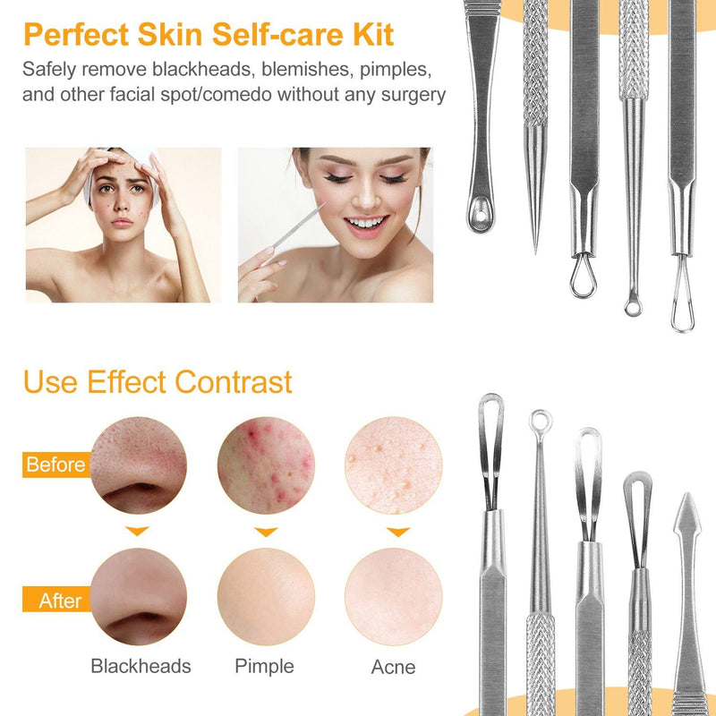 5-Pieces Set: BlackHead Remover Kit Pimple Comedone Extractor Tool Set Beauty & Personal Care - DailySale