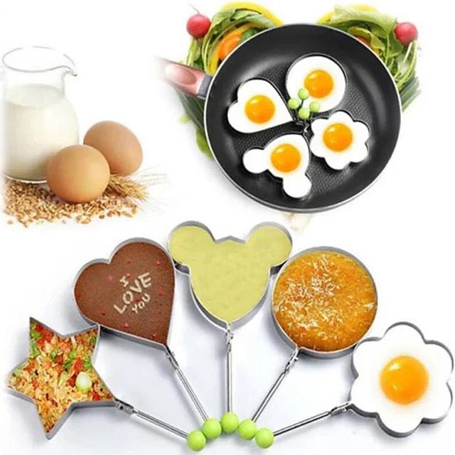 5-Pieces Set: Fried Egg Mold Pancake Rings Shaped Kitchen & Dining - DailySale