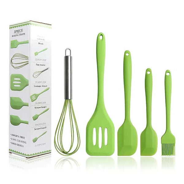5-Pieces: Silicone Cooking Utensils Sets Kitchen Tools & Gadgets Green - DailySale