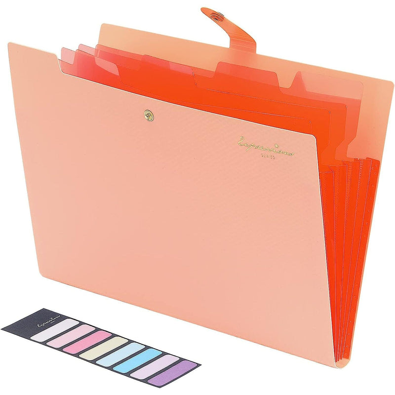 5 Pocket Folder with Labels, Letter Size Expanding File Folder Organizer Everything Else Peach - DailySale