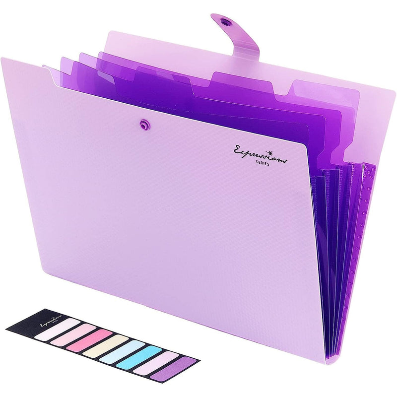 5 Pocket Folder with Labels, Letter Size Expanding File Folder Organizer Everything Else Purple - DailySale