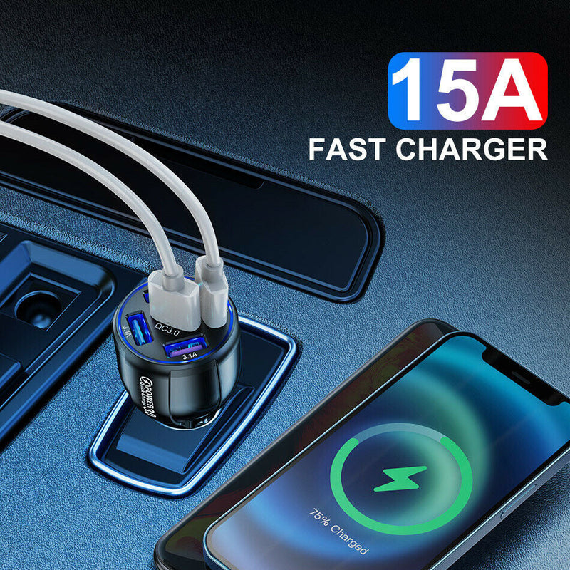 5 Port USB Fast Car Charger with LED Display Automotive - DailySale