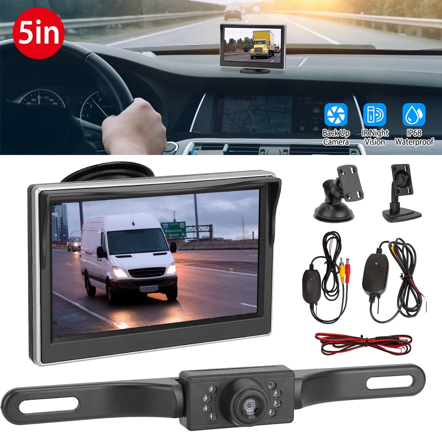 5" Screen Backup Camera Monitor Kit Automotive - DailySale