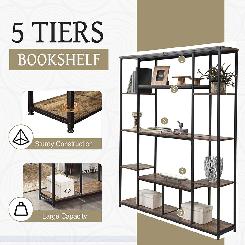 5-Tier Bookcase Bedroom Tall Bookshelf