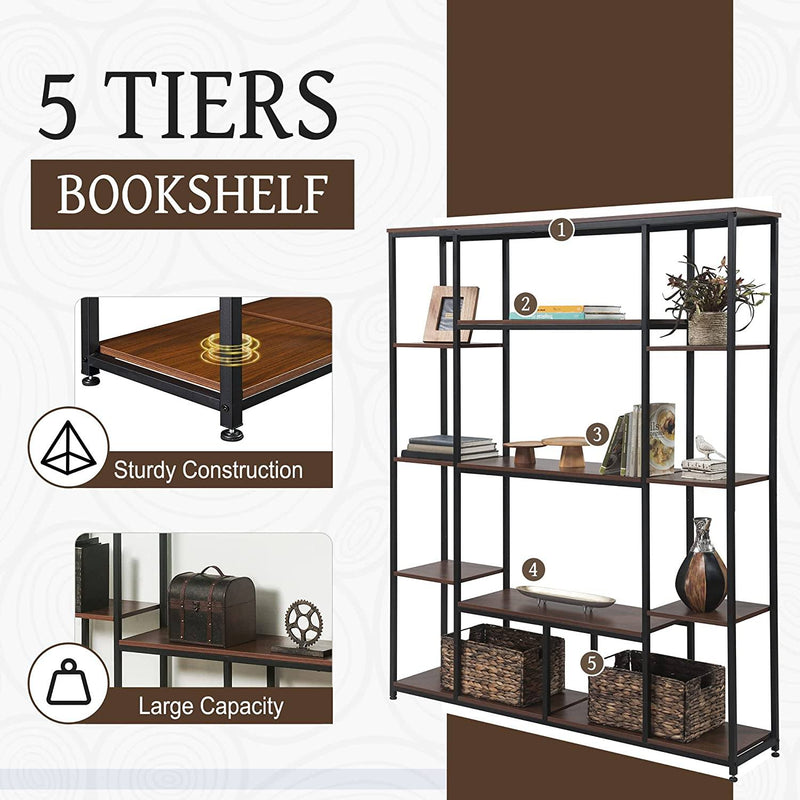 5-Tier Bookcase Bedroom Tall Bookshelf