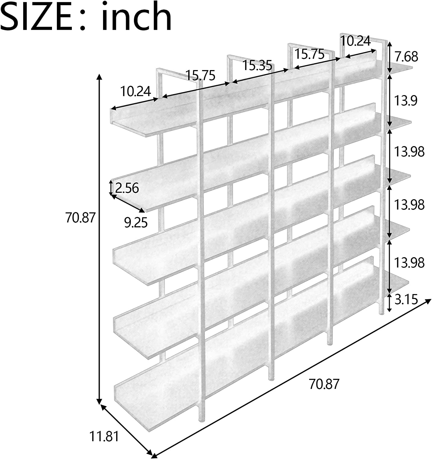 5-Tier Bookcase Tall Bookshelf, Storage Shelf with Metal Frame Closet & Storage - DailySale