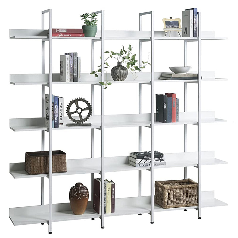 5-Tier Bookcase Tall Bookshelf, Storage Shelf with Metal Frame Closet & Storage White - DailySale