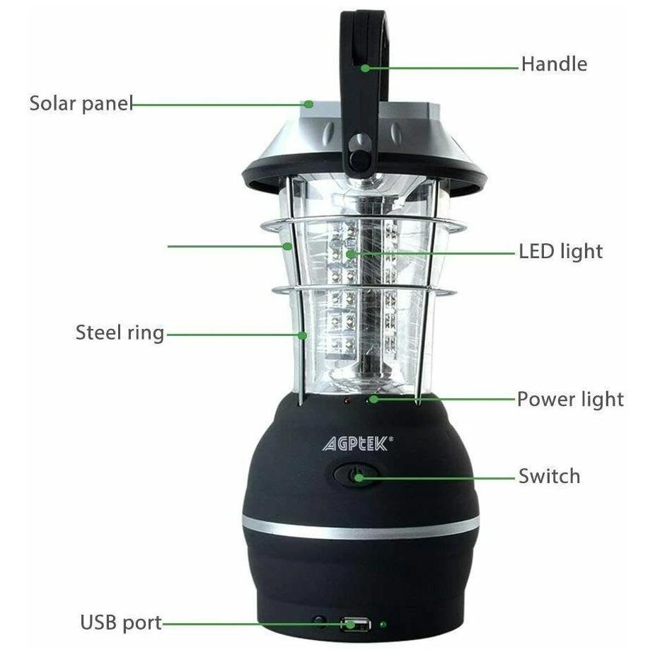 5 Way Charging 36 LED Solar Lantern Camping Light Sports & Outdoors - DailySale