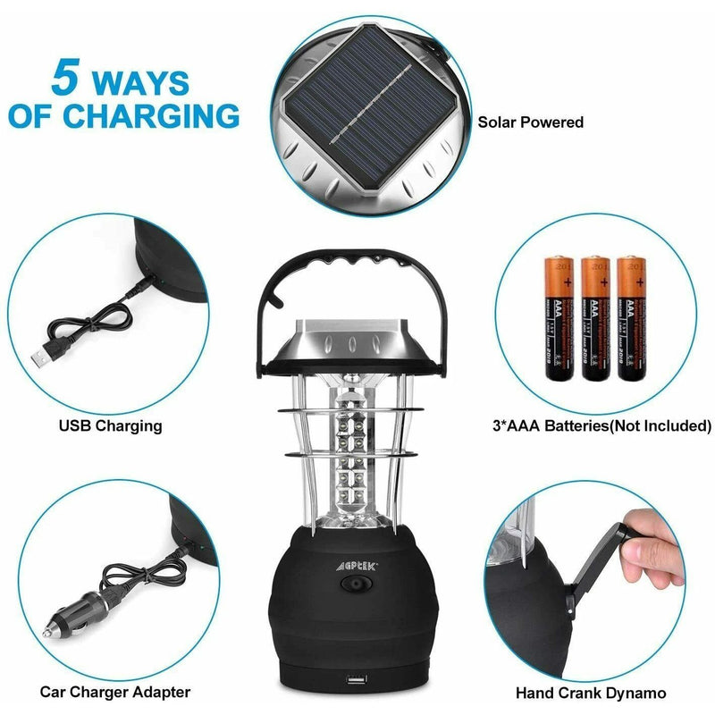5 Way Charging 36 LED Solar Lantern Camping Light Sports & Outdoors - DailySale