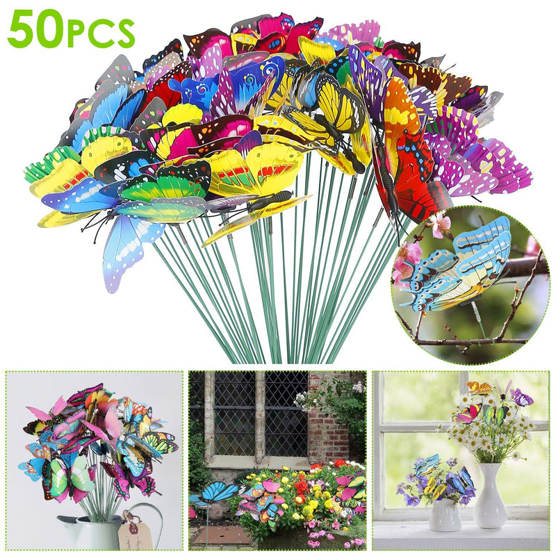 50-Piece: Butterfly Stake Ornament Garden & Patio - DailySale