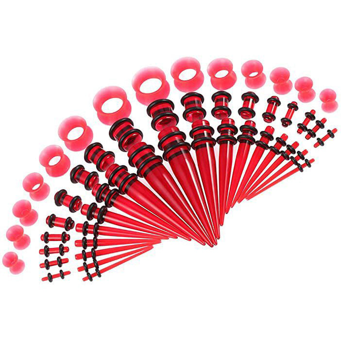 50-Piece: Ear Stretching Kit Earrings Clear Red - DailySale